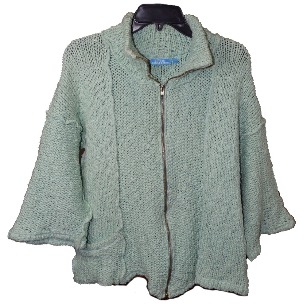 Green cable knit sweater